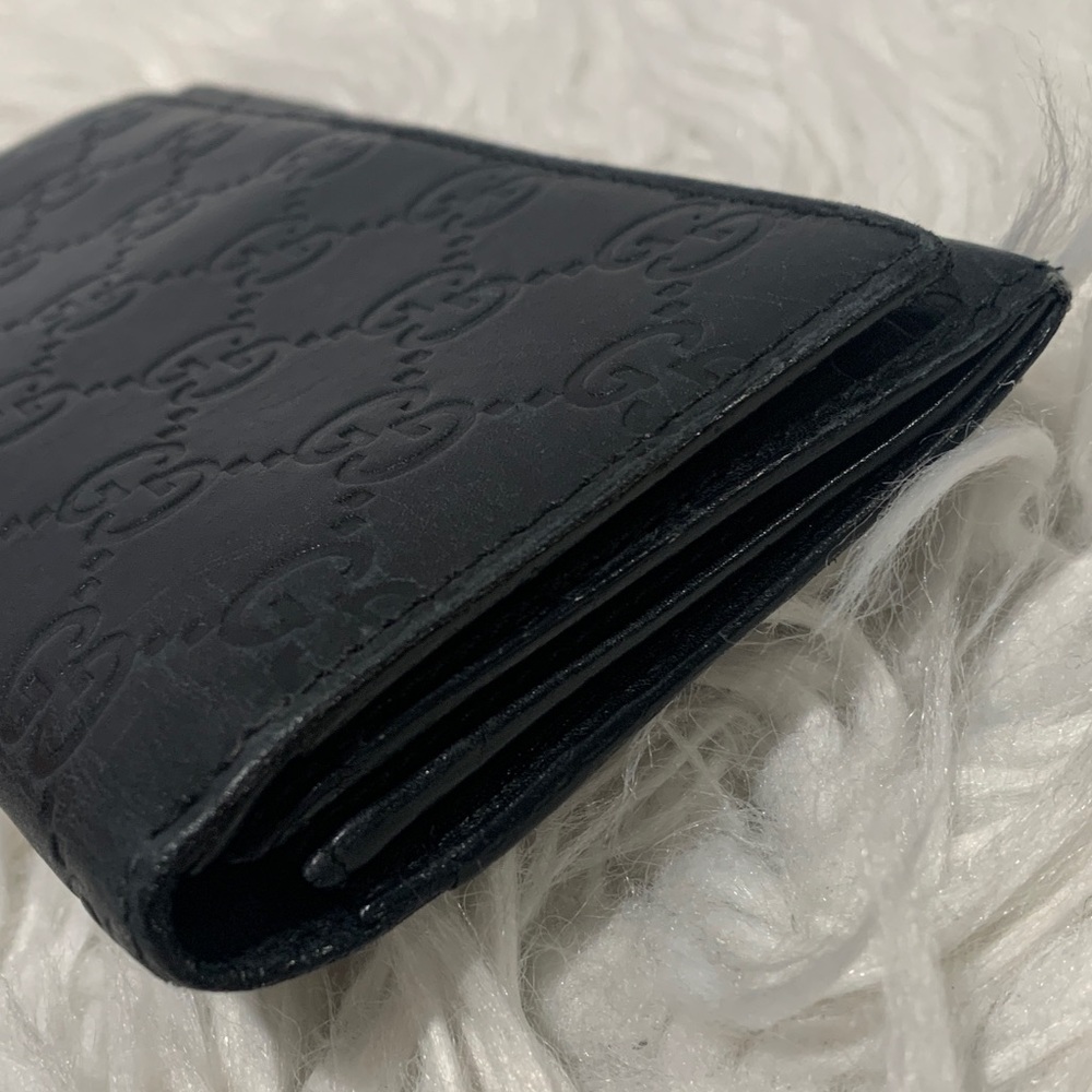 Gucci GG Signature Monogram Embossed Black Leather Long Flap Wallet - Picture 3 of 16